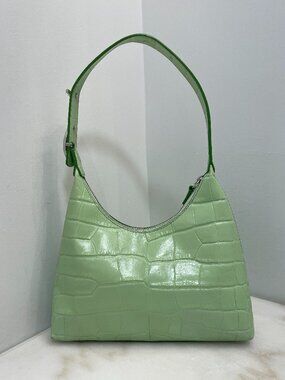 STAUD Scotty Crocodile Embossed Leather Hobo bag in Agave (Light Green)